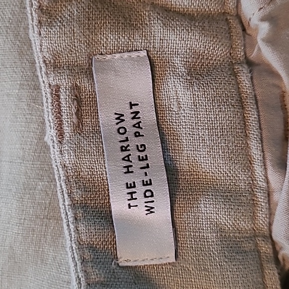 Madewell Harlow Tan Wide Leg Pleated Pants 100% Linen Wmns Petite 16 Boho Casual - Picture 3 of 13